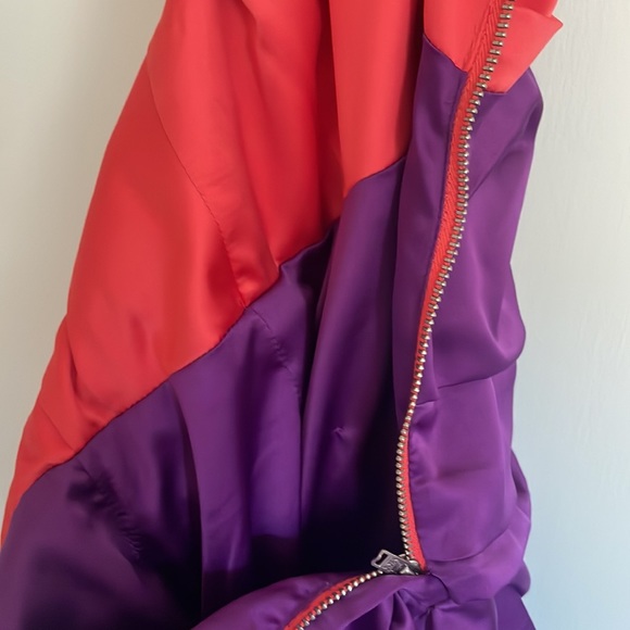 Coral and purple color block cocktail dress - Picture 6 of 6